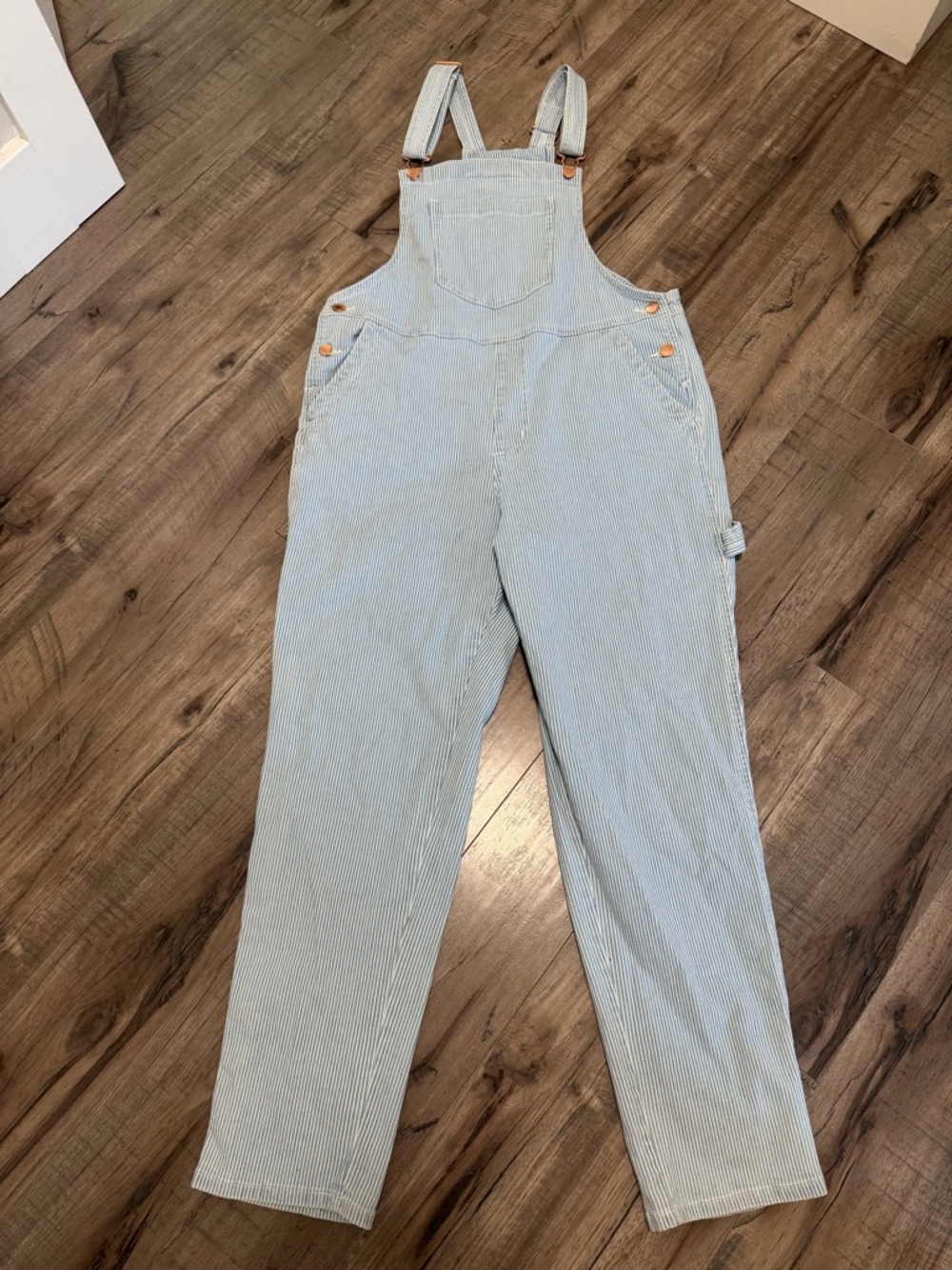 Universal Thread Light Blue Pinstripe Overalls Jumpsuit